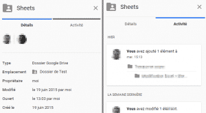 Informations > Détails / Activité