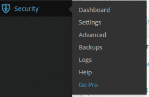 Menu ithemes security