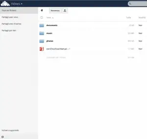 Interface principal de owncloud