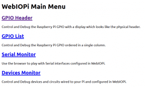 Menu de WebIOPi