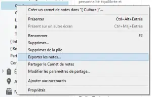 Clic-Droit > Exporter le carnet