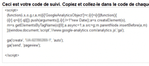 Code de suivi Analytics