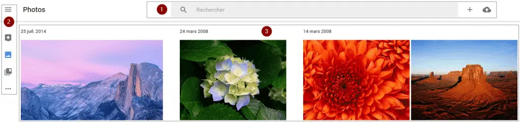 Menu de Google Photos