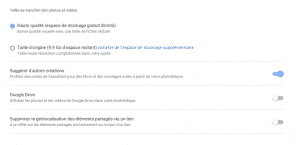 Paramétrages de Google Photos