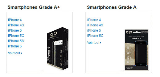 Deux grades A+ et A selon de type d'iPhone