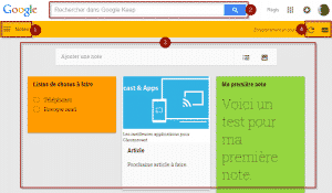 Interface de Google Keep