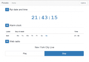 Interface de Piclodio "Web radio réveil"