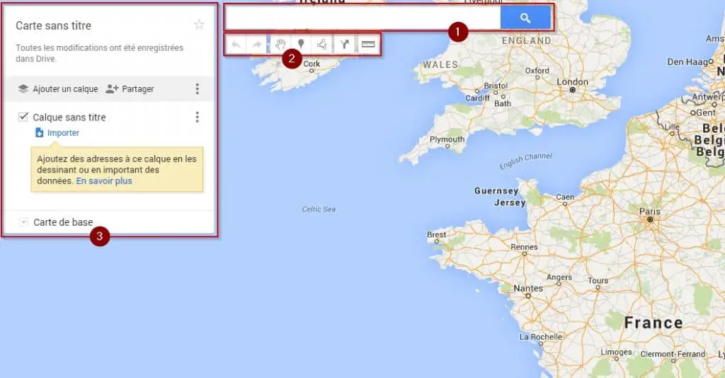 Interface de Google My Maps