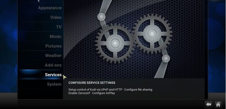 kodi-settings-services