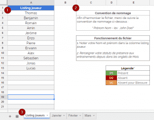 "Onglet Listing du fichier"