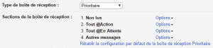 Paramétrage des sections de la boite de réception. 