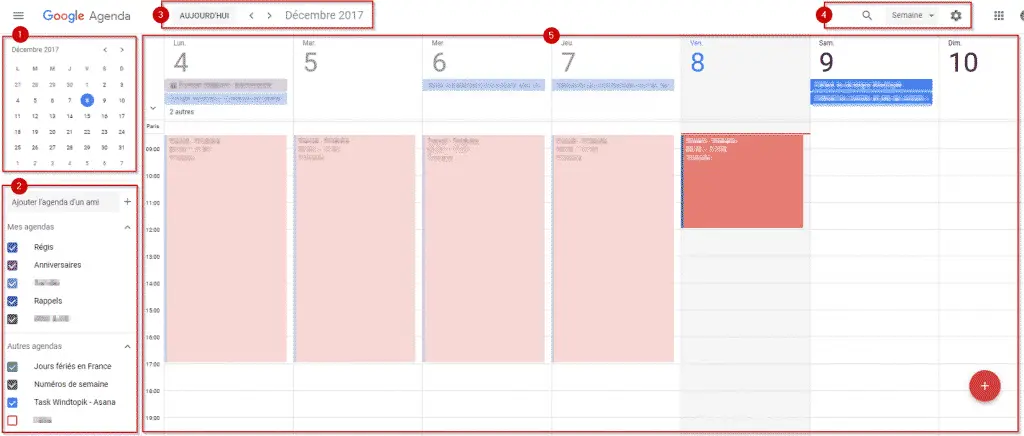 Interface de Google Agenda.