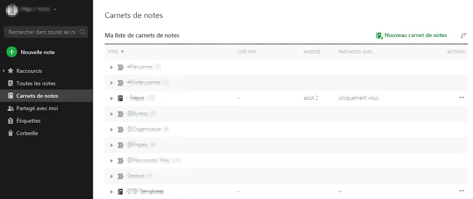 Carnets-de-notes-Evernote Web