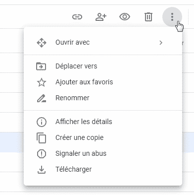 Actions à réaliser sur un fichier sur le Drive