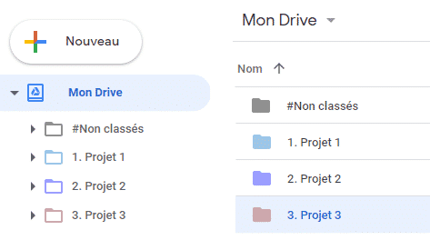 Couleur de dossier par projet