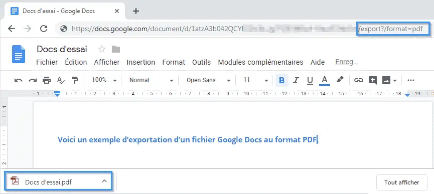 suffixe export PDF