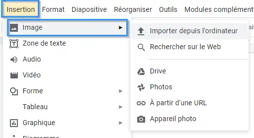 Insertion d'une image dans Google Slides