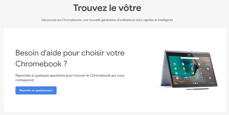 Questionnaire trouver son Chromebook