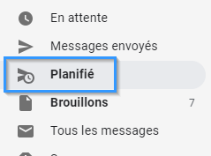 Onglet des Emails planifiés dans Gmail.