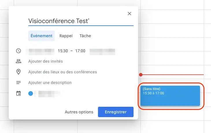 Evenement Google Agenda