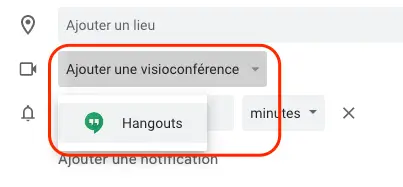 ajout visioconférence google agenda