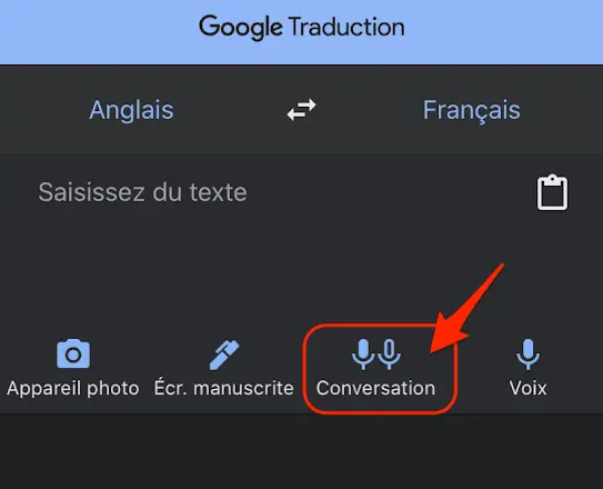 Bouton conversation google traduction