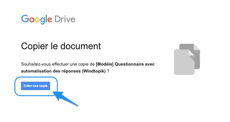 Créer une copie fichier sheets questionnaire windtopik