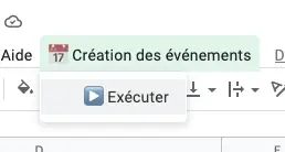 lancement du script de création de l'événement.