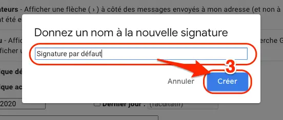nom nouvelle signature Gmail