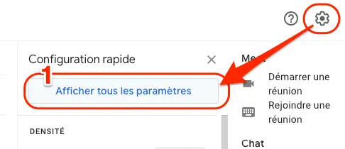 accès paramètres de Gmail