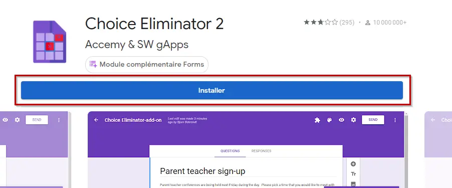 Installation du module Choice Eliminator pour Google Forms