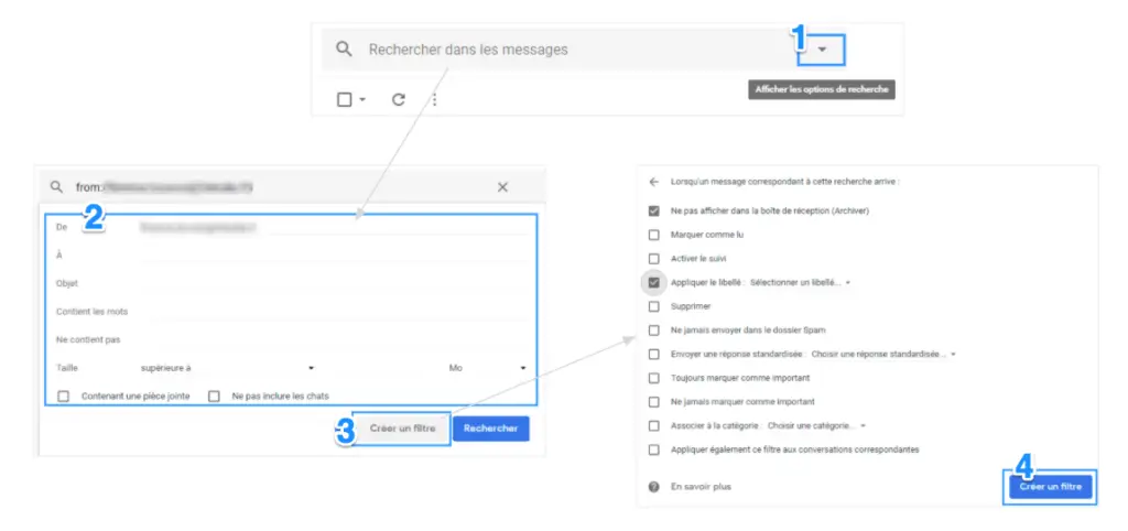 Création d'un filtre de A à Z avec Gmail.