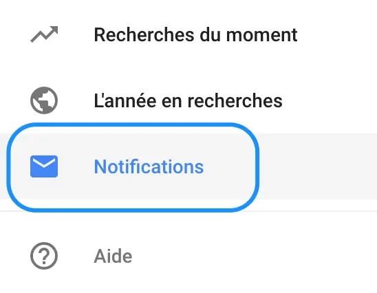 notifications avec google trends