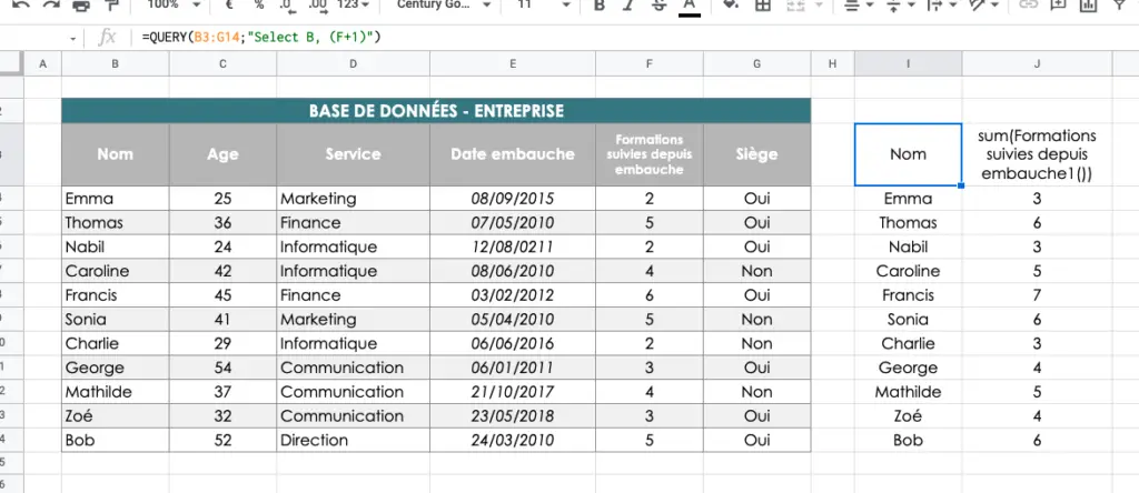 QUERY calcul simple