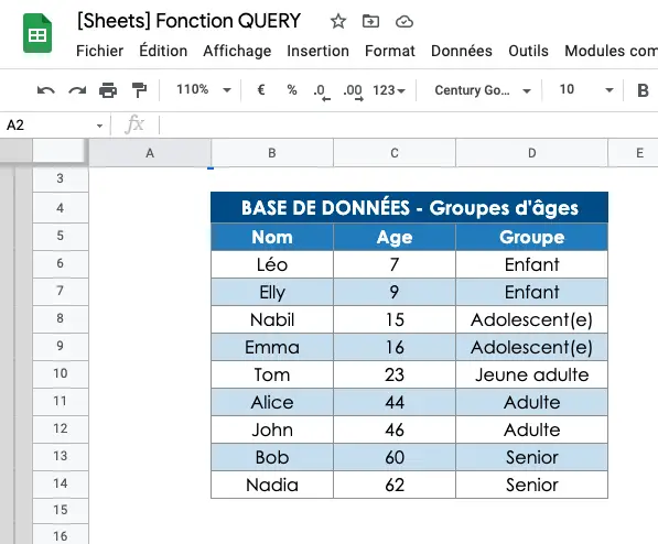 tableau données query sheets