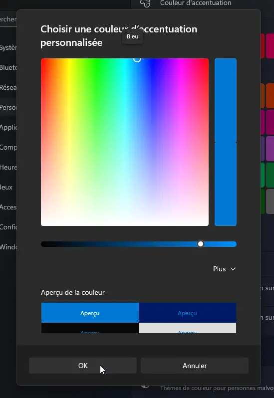 palette de couleur windows 11