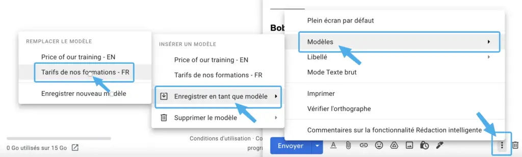 modifier un modèle de mail gmail