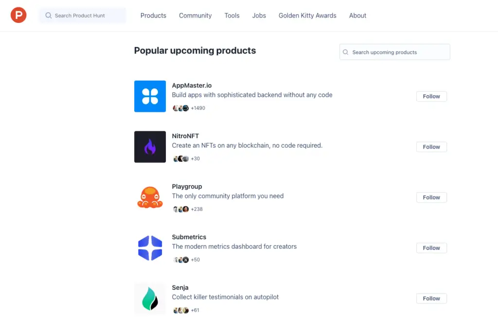 product hunt screenshot