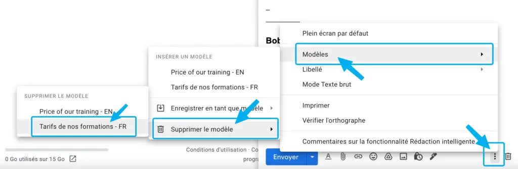 supprimer modèle de mail gmail