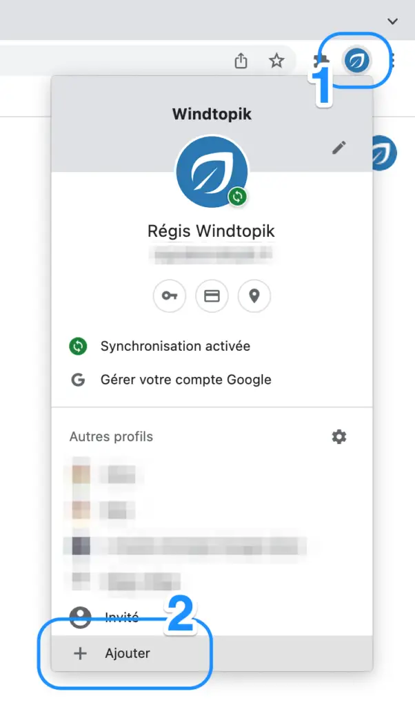 ajouter un compte chrome
