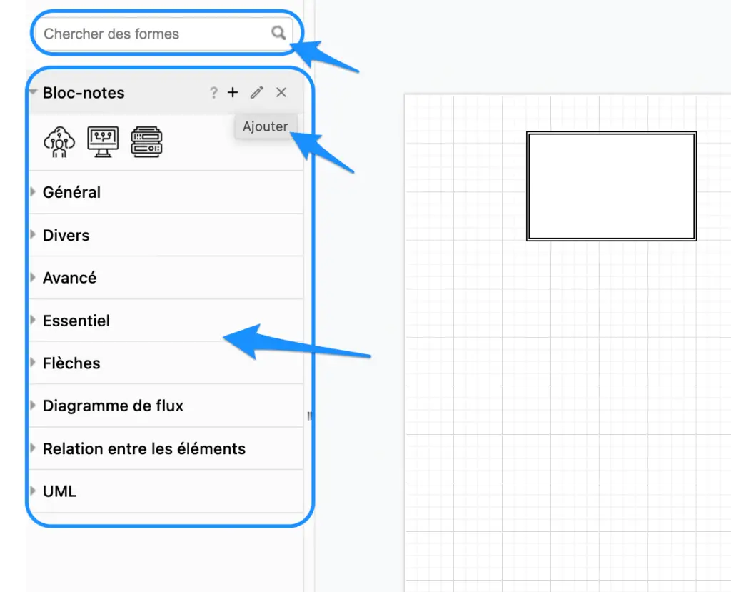 trouver et récupérer une forme - diagrams