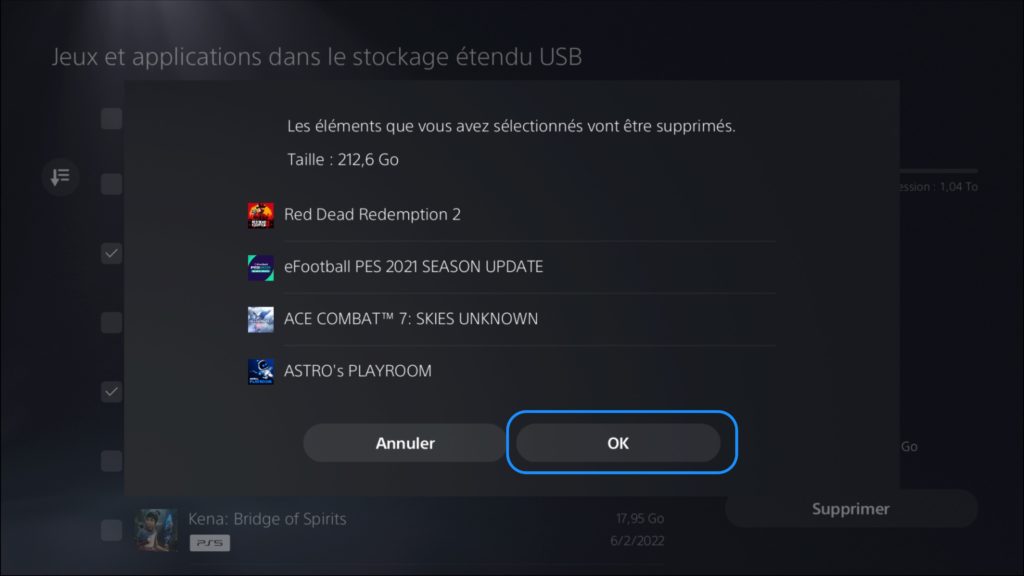 suppression jeux PS5