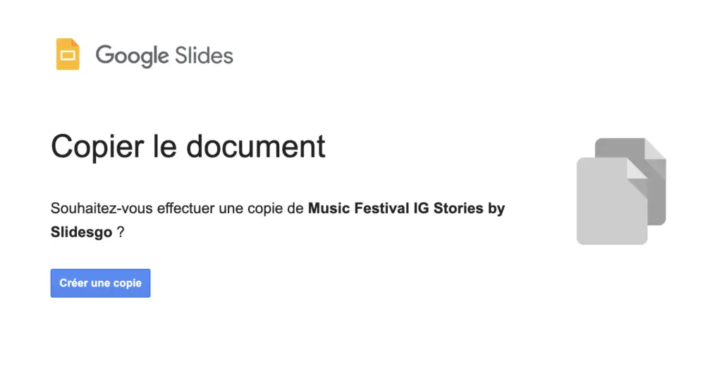 copie modèle google slides