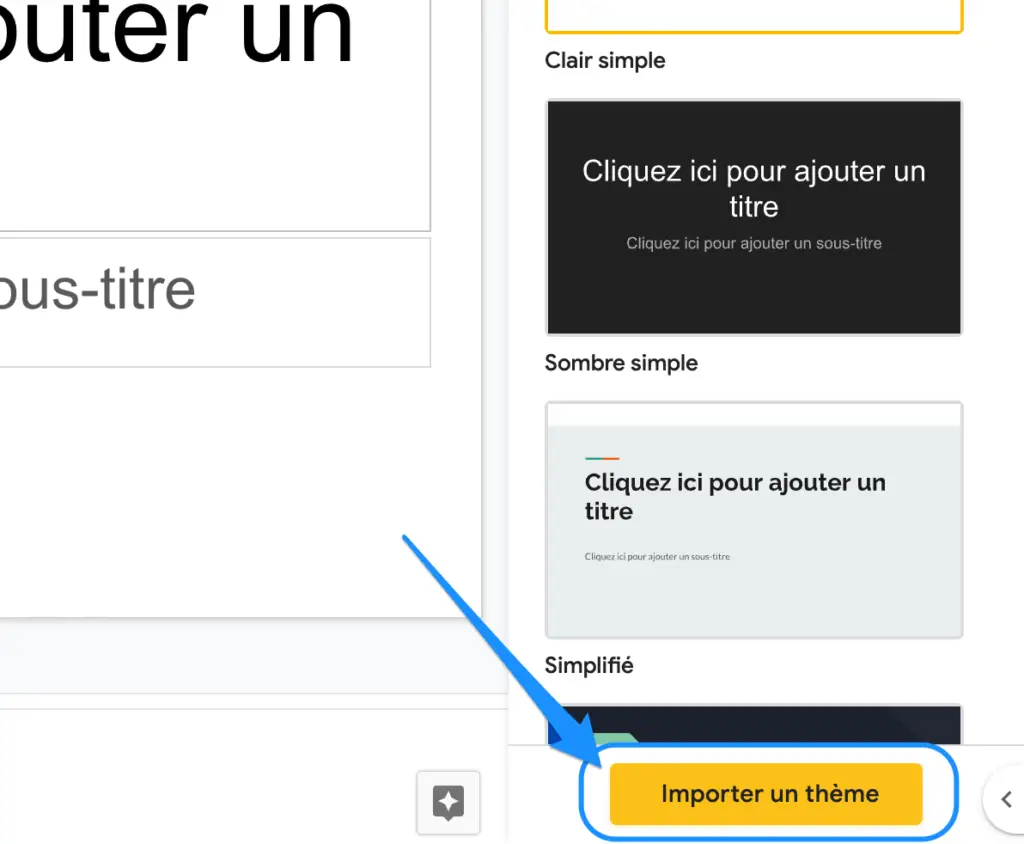 importer un thème google slides