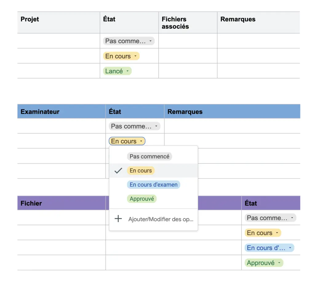 modèles de tableau google docs exemple