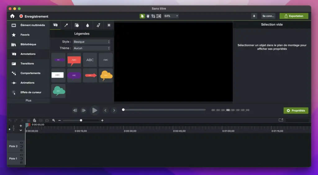 Interface camtasia