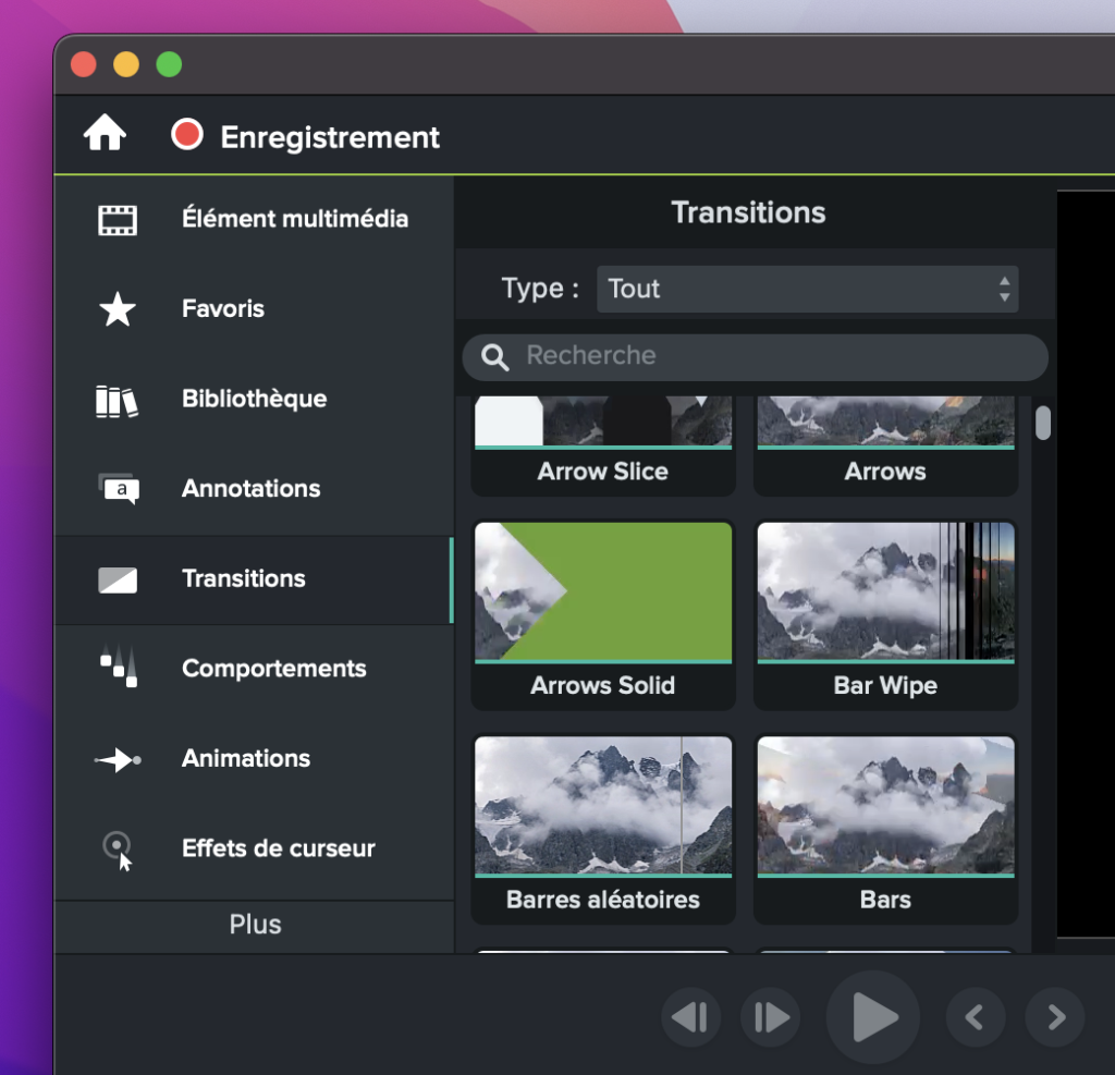transitions camtasia