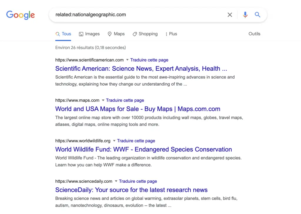 related moteur de recherche google