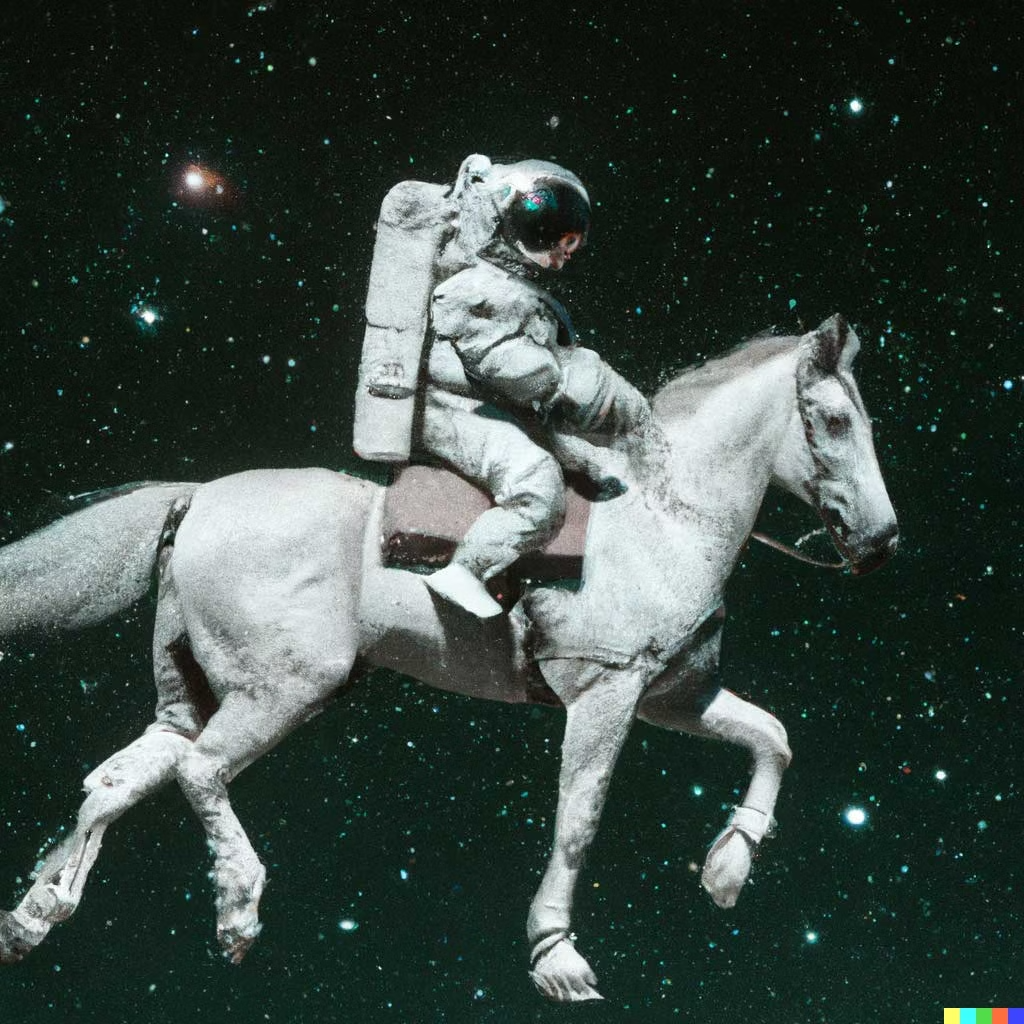 DALL-E exemple 
Un astronaute à cheval dans un style photoréaliste.
