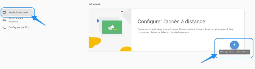 configurer accès à distance - chrome remote access